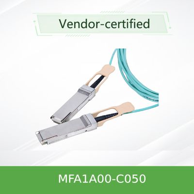 Cavo Ottico Attivo AOC Mellanox QSFP LSZH MFA1A00-C050 100GbE 50m nuovo e originale