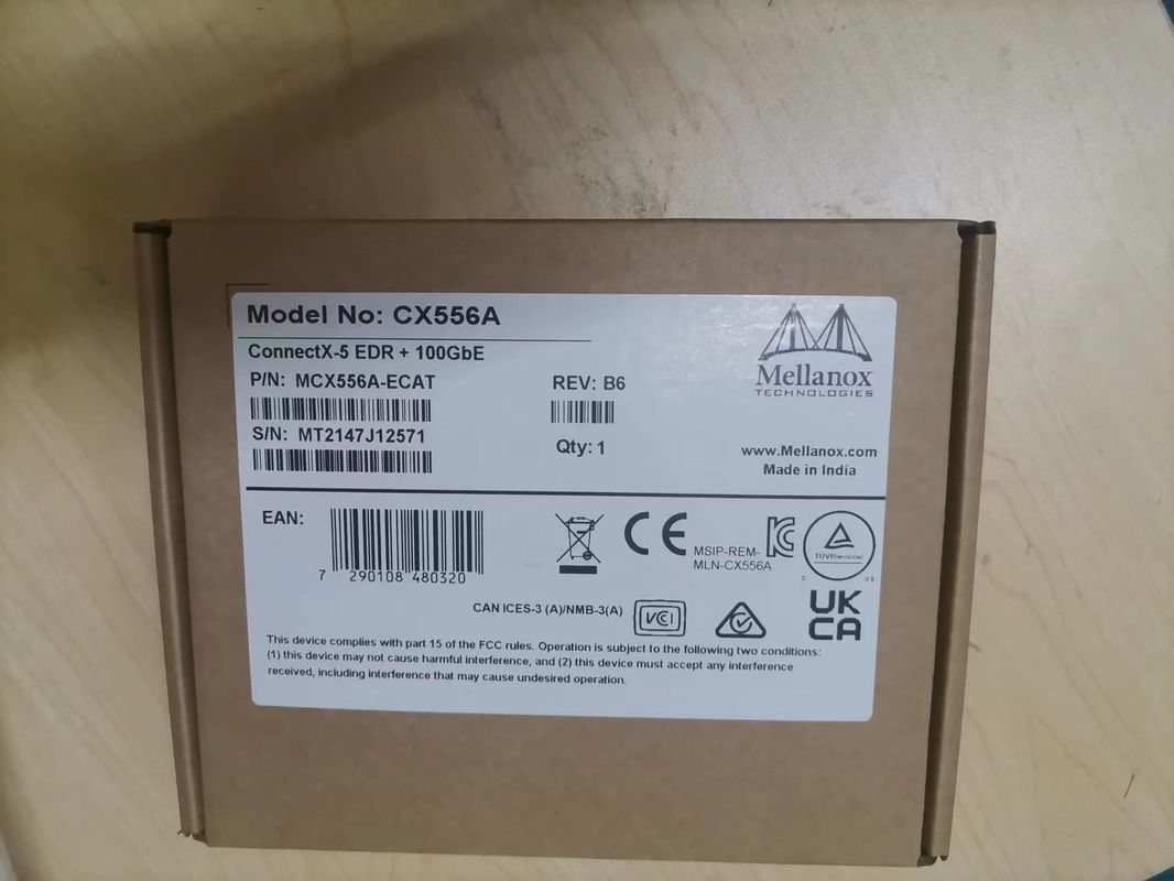 Ex VPI doppia porta EDR InfiniBand e 100GbE QSFP28 MCX556A-EDAT della scheda di rete di Mellanox dell'adattatore di ConnectX-5