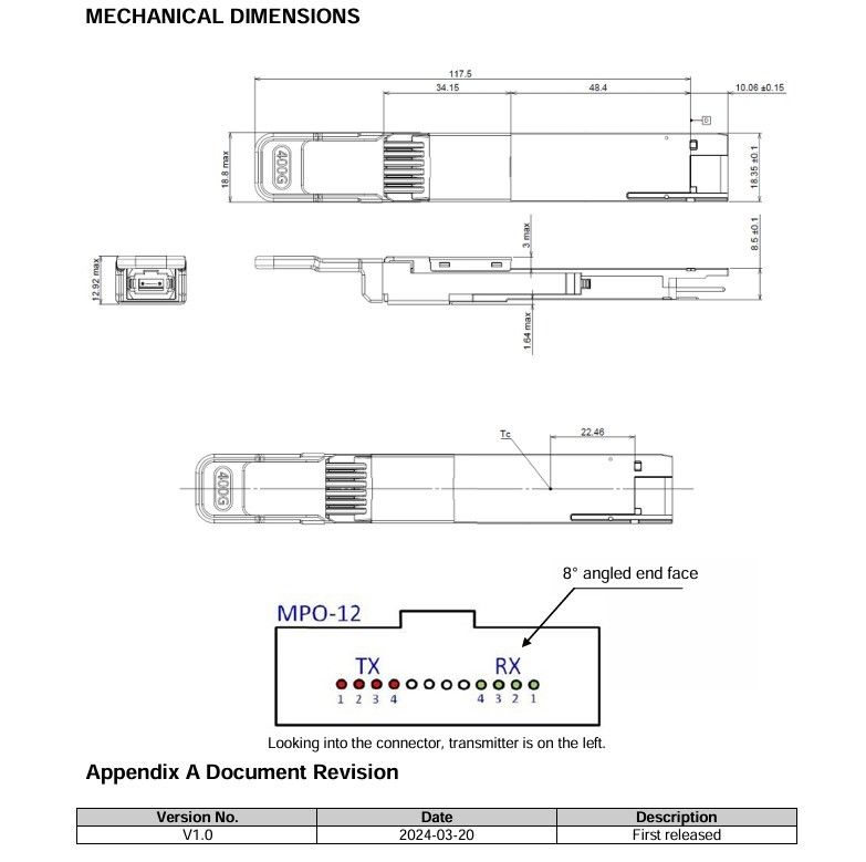 Interfaccia di gestione del data center CMIS 4.0 400G Transceiver ottico con collegamento SMF 500m