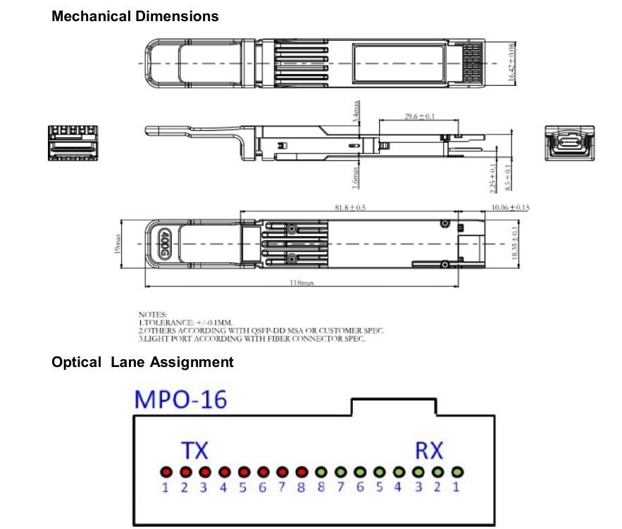 Funzioni di monitoraggio Temperatura e monitoraggio dell'approvvigionamento dei moduli per il ricevitore ottico 400G QSFP-DD nei data center HPC