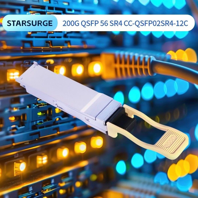 Soluzione di interconnessione del data center 200G QSFP56 SR4 Transceiver ottico con distanza di trasmissione di 100m su fibra OM4
