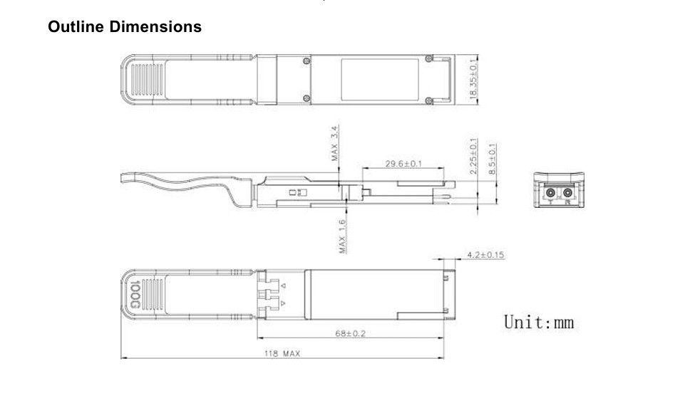 Distanza massima di trasmissione di 10 km Modulo di trasmettitori ottici 100G QSFP28 LR4 per soluzioni di connettività dei data center