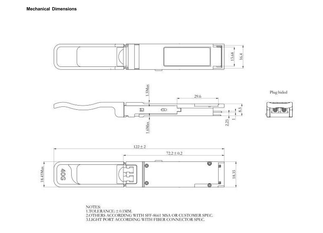 40Gb/s QSFP Multimode Optical Module BIDI 850/908nm Optical Transceiver Duplex LC IP Network Fino a 70m su OM3 100m su OM4