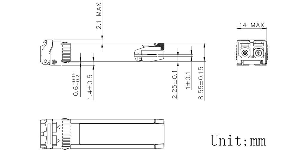 Modulo trasmettitore SFP a fibra mono-moda 10 km per reti di comunicazione di data center SFF-8431