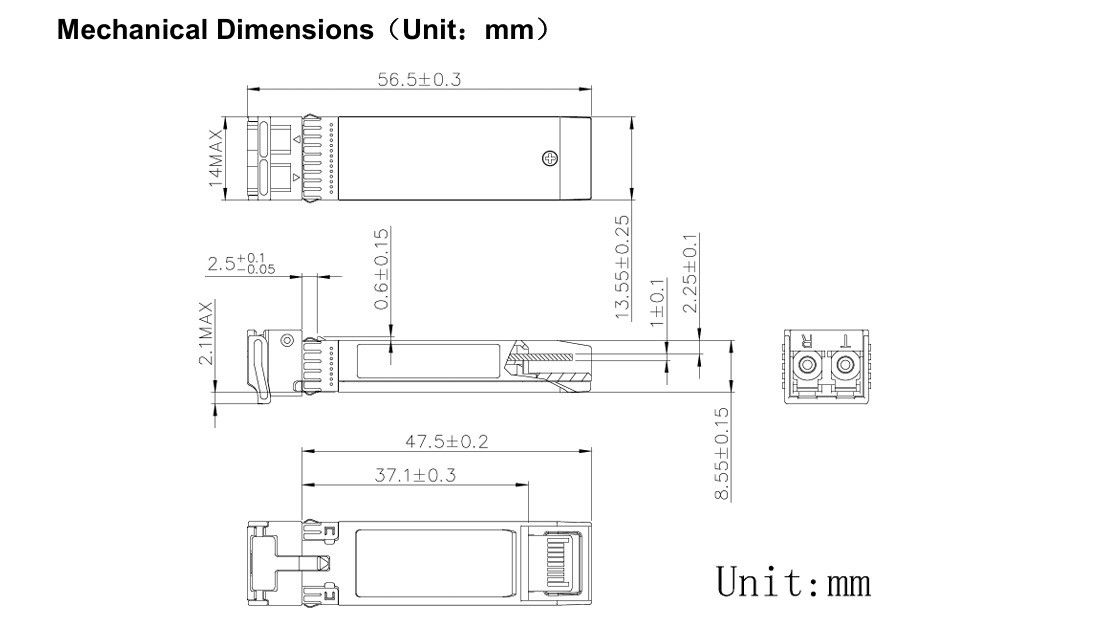 10G SFP Modulo Ethernet Trasmettitore ottico a fibra ottica 80km 11,3Gbps Tempo 1 anno Data rate fino a 11,3Gbps