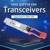 Ricetrasmettitore ottico Qsfp28 Lr4 Er4 Zr4 da 100g, 10km 20km 40km 60km 80km, modulo monomodale/multimodale, doppia fibra LC/MPO