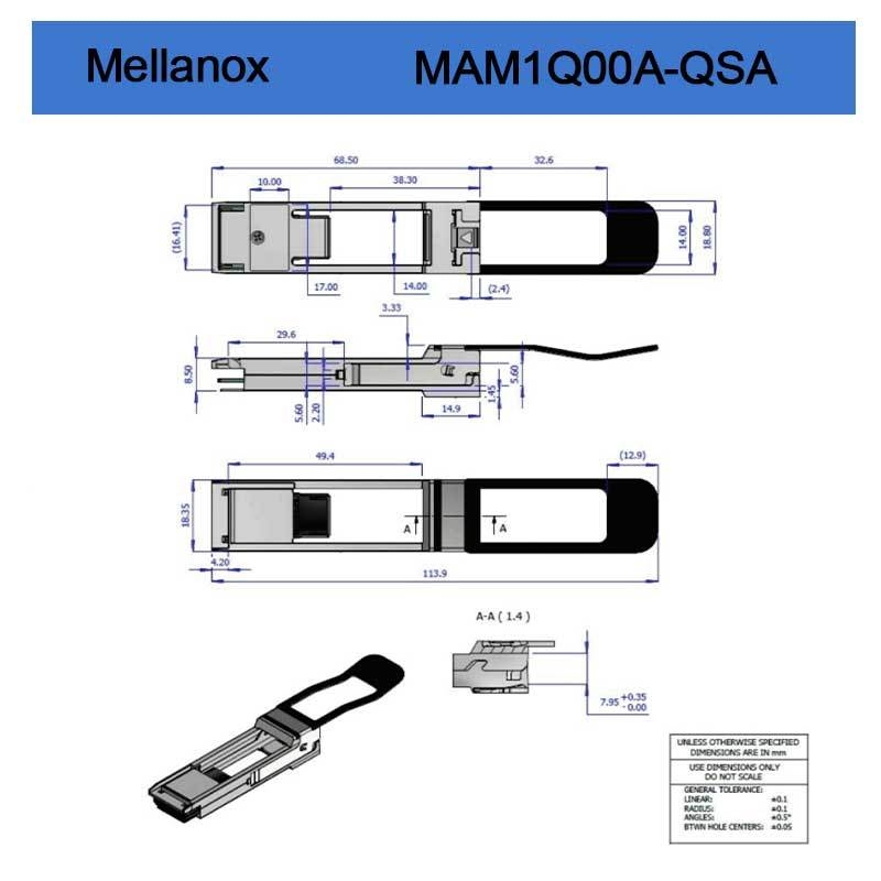 Adattatore Mellnaox Brand New Original Mam1q00A-Qsa Nvidia Dynamix Qsa™, Qsfp+ a SFP+
