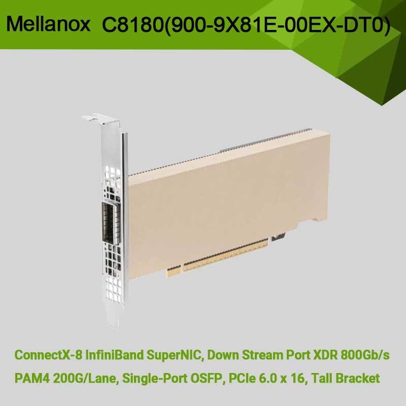 NVIDIA ConnectX-8 Adattatore C8180 (900-9x81E-00EX-DT0) OSFP a singola gabbia Infiniband: 800GBS XDR IB