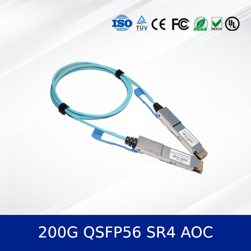 Modulo di trasmettitore ottico 200G QSFP56 SR4 AOC 3m Cable per 200G Ethernet OM4 MMF, Low Power, CMIS Compliant