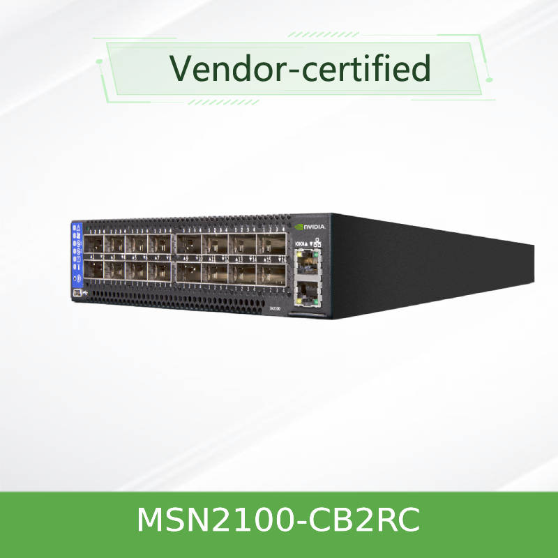 Switch Ethernet Open 1U 100gbe basato su EDR Nvidia Mellanox Spectrum con Cumulus Linux MSN2100-CB2RC 16 porte QSFP28