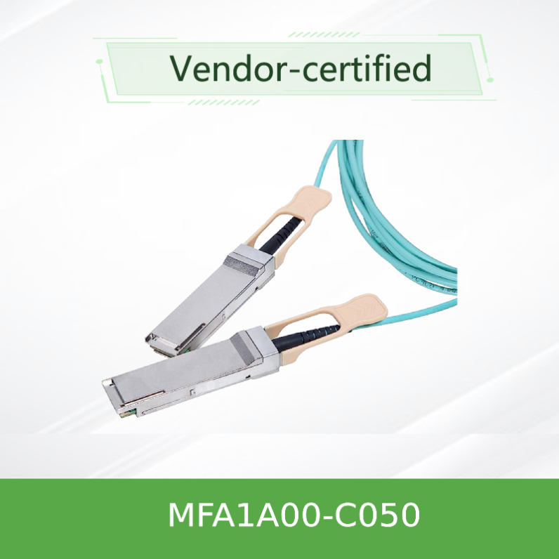 Cavo Ottico Attivo AOC Mellanox QSFP LSZH MFA1A00-C050 100GbE 50m nuovo e originale